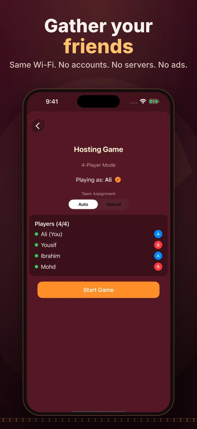 Host a game with friends on the same Wi-Fi